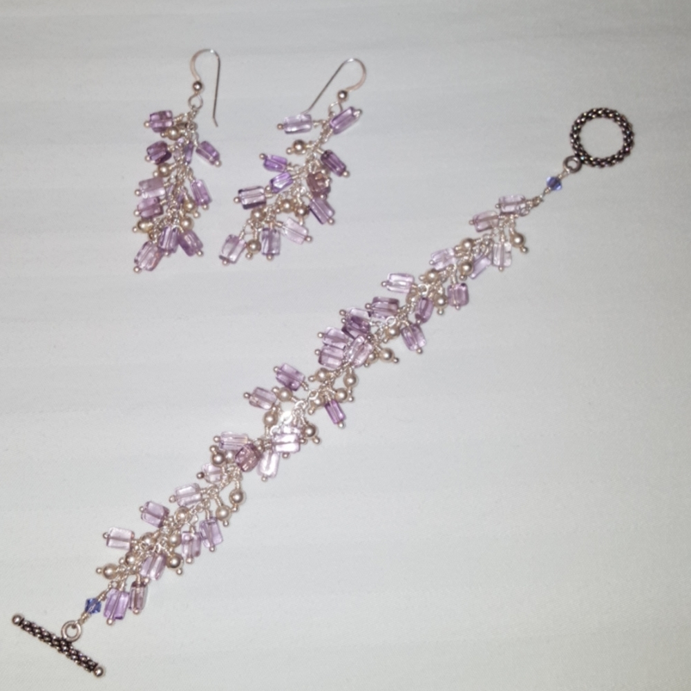 Lavender Crystal Handmade Bracelet/Earrings